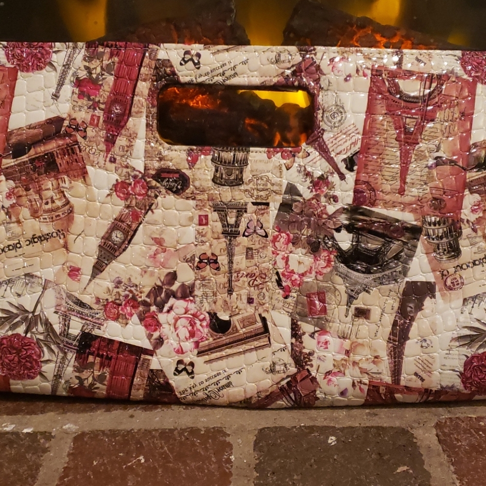 Multi colored large clutch